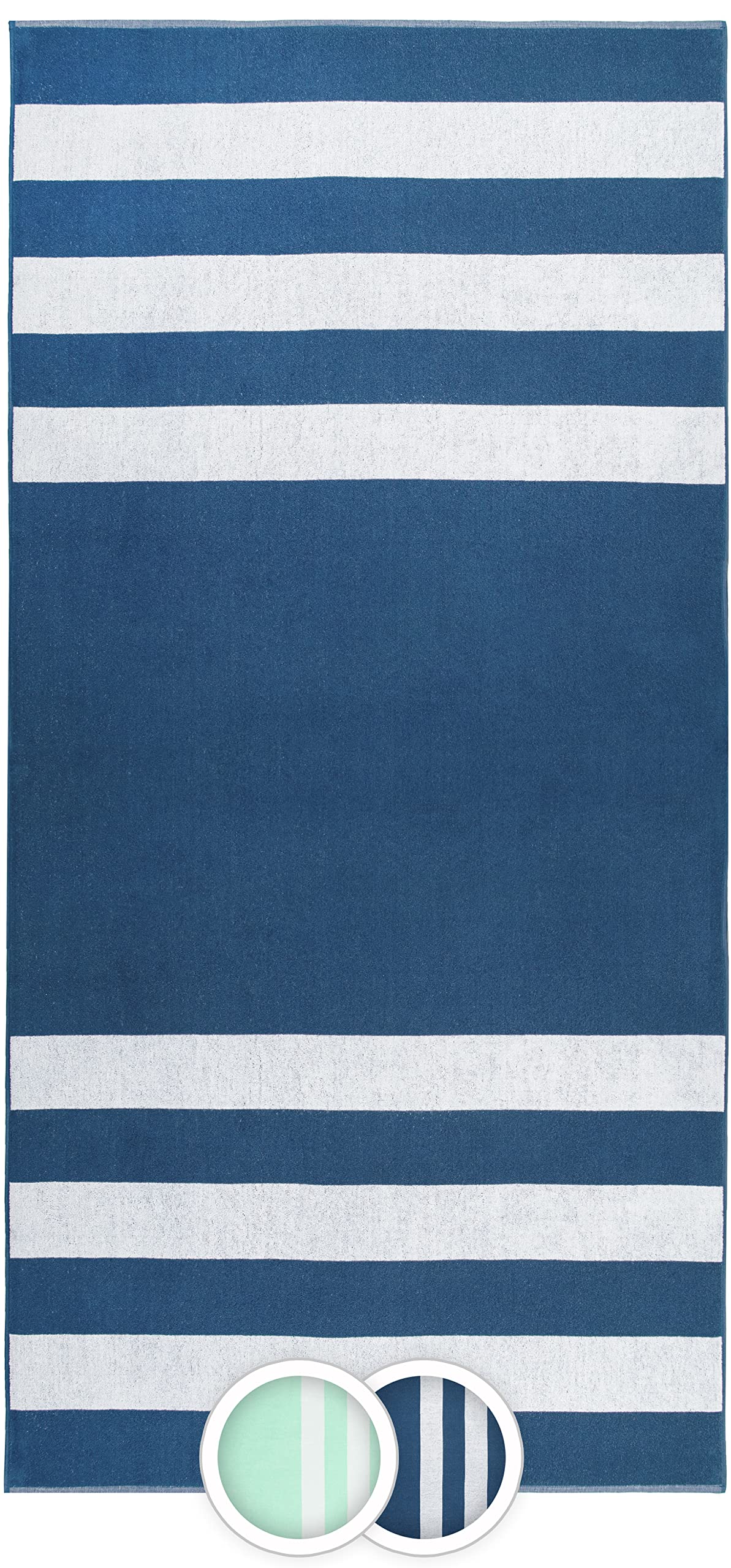 ZOLLNER Toalla de Playa y Piscina Grande, 100x200 cm, a Rayas azúl Marino