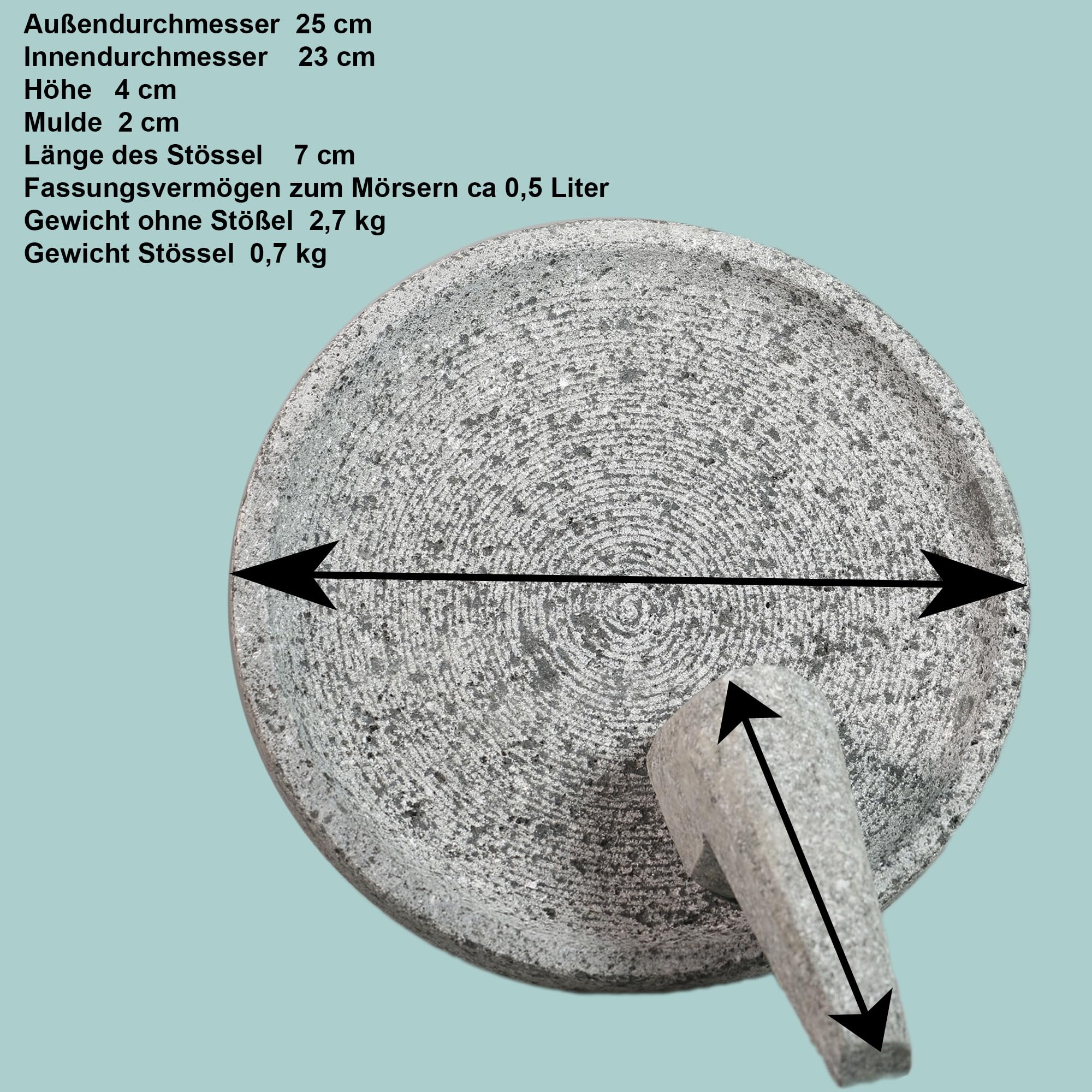 Cobek Mörser aus vulkanischem Gestein - Traditionelles Zerkleinern und Mahlen in modernem Design