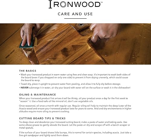 Miniatura 7 de Ironwood Gourmet Estación de preparación de granos de madera de acacia grande tamaño 20 in x 14 in x 125 in