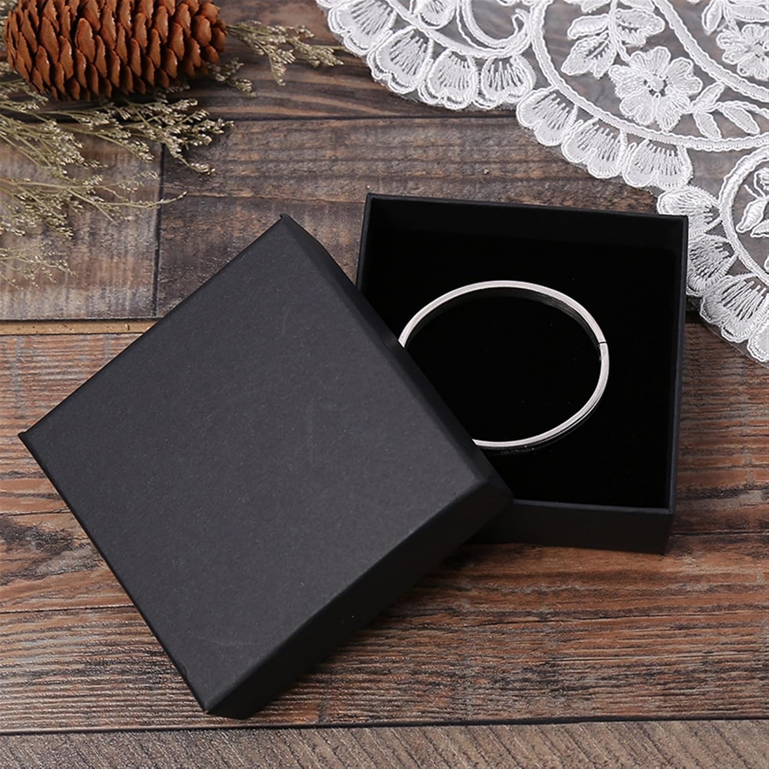 Arrive 12Pcs Black Kraft Paper Jewelry Box Bracelet Bangles Necklaces Rings Box Jewelry Box Storage Case 12Pcs(10x10x3.5cm)