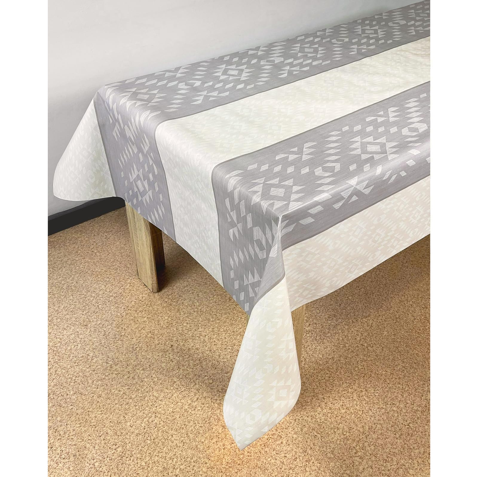 DecoMeister Mantel Antimanchas 140x1000 cm - Hule Impermeable para Mesa de Comedor y Jardín - Apto para Alimentos - Protector de Mesa Rectangular - Ideal para Cocina y Exterior - Retro Beige
