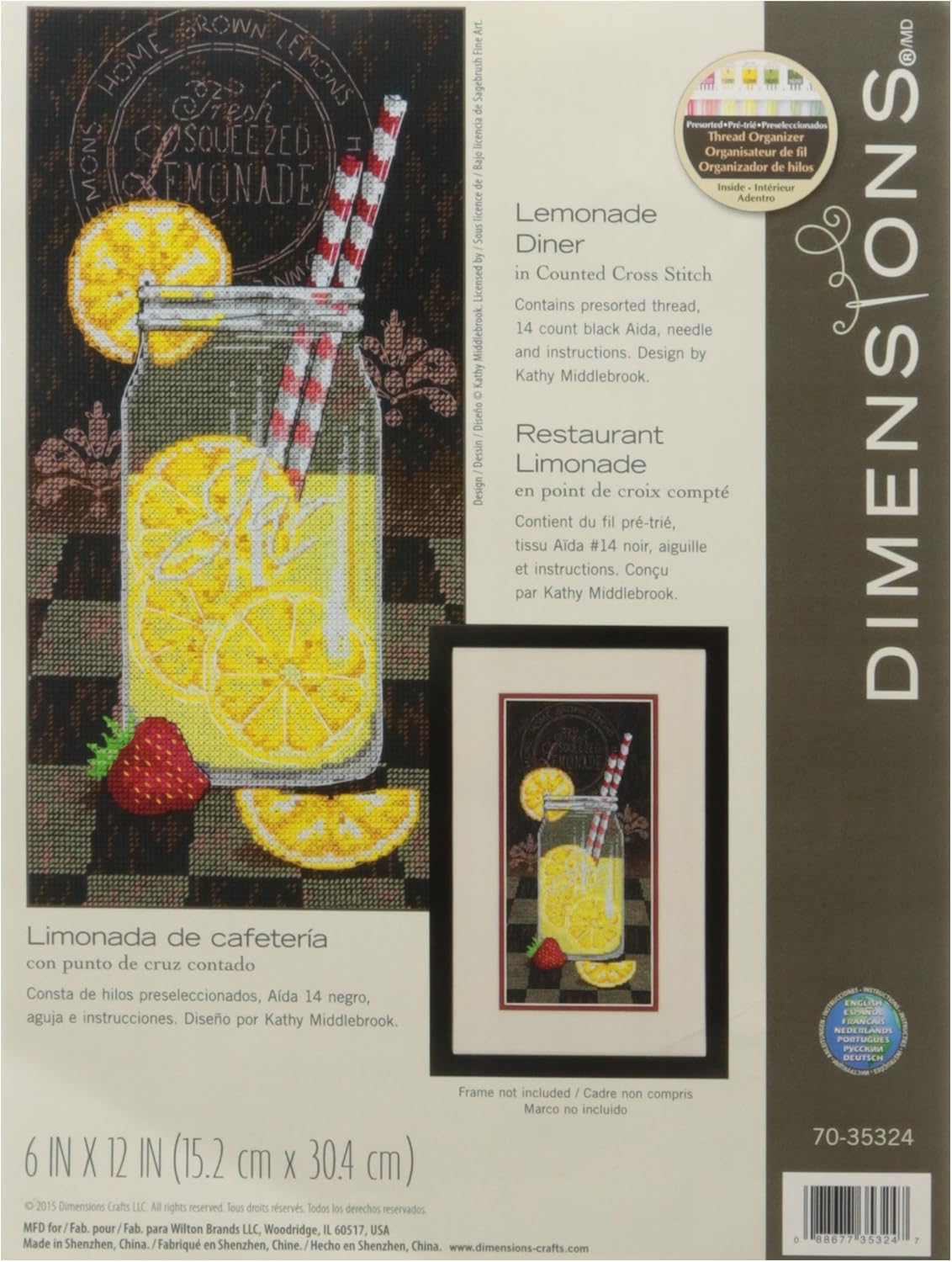 Wilton Dimensions Dimensions 14 Count Lemonade Dinner Counted Cross Stitch Kit, 6" by 12"