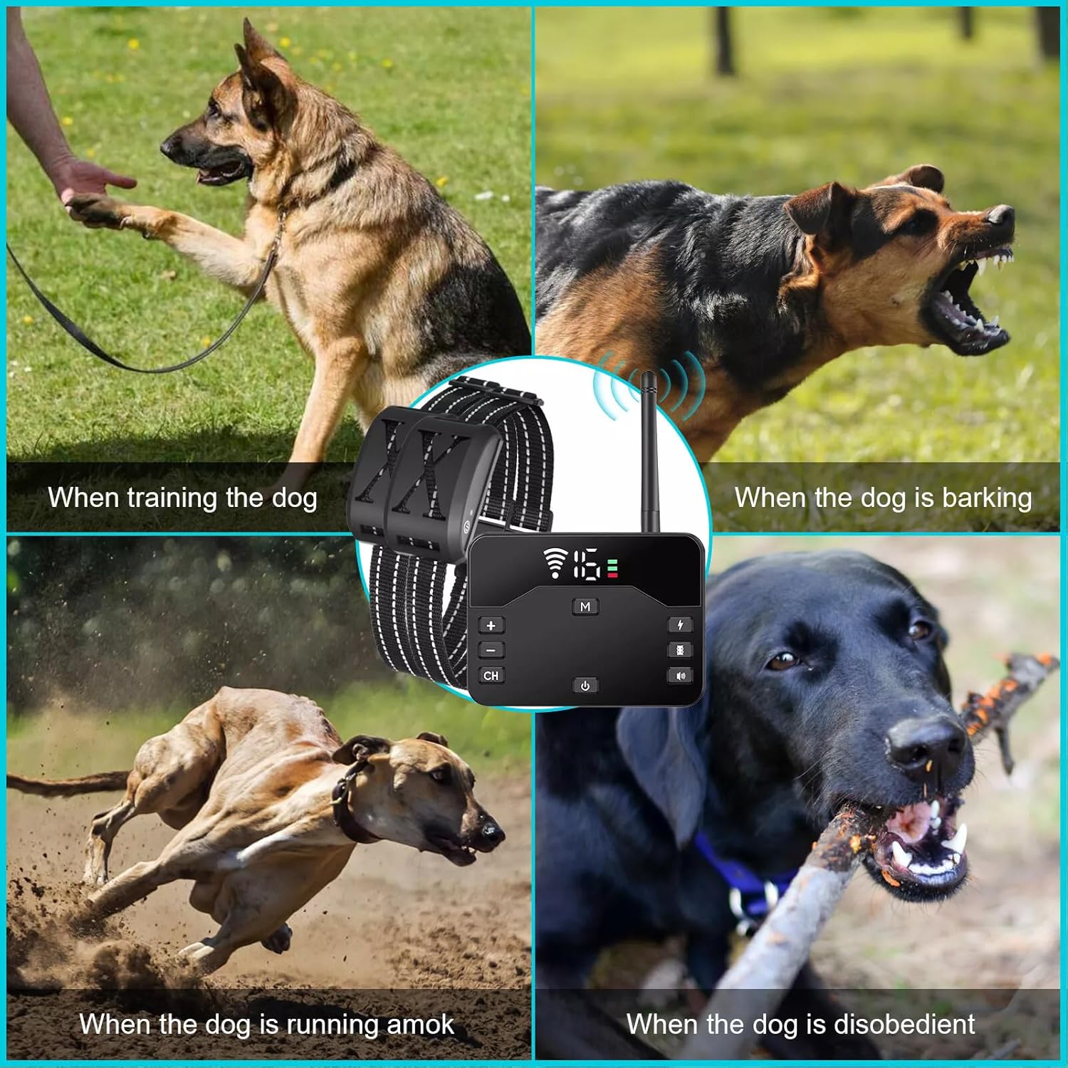 Wireless Dog Fence, Electric Dog Fence & Training Collar with Remote, Pet Containment System with Waterproof Rechargeable Receiver, Adjustable Vibration & Shock, Suitable All Dogs,for3dogs