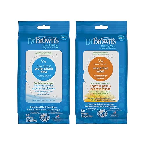 Dr. Brown's Toallitas para chupetes y biberones, 40 unidades y toallitas para nariz y cara, paquete de 30 unidades