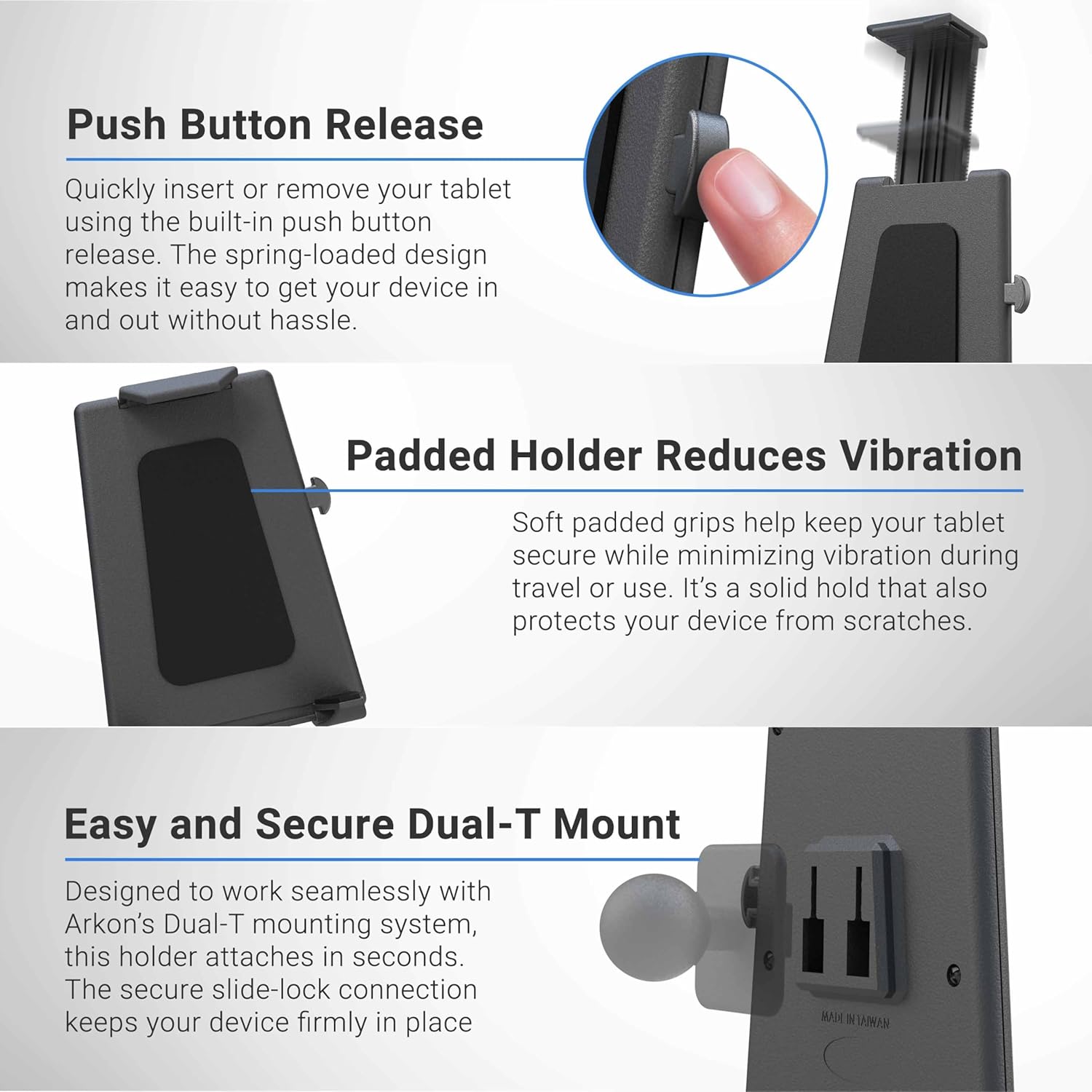 ARKON Mounts -Tablet And Keyboard Tray Combo Car Mount | Tablet Holder For Car | Professional-Grade Durability | Easy Installation | Keyboard Tray | Fits iPad and Samsung Tablets