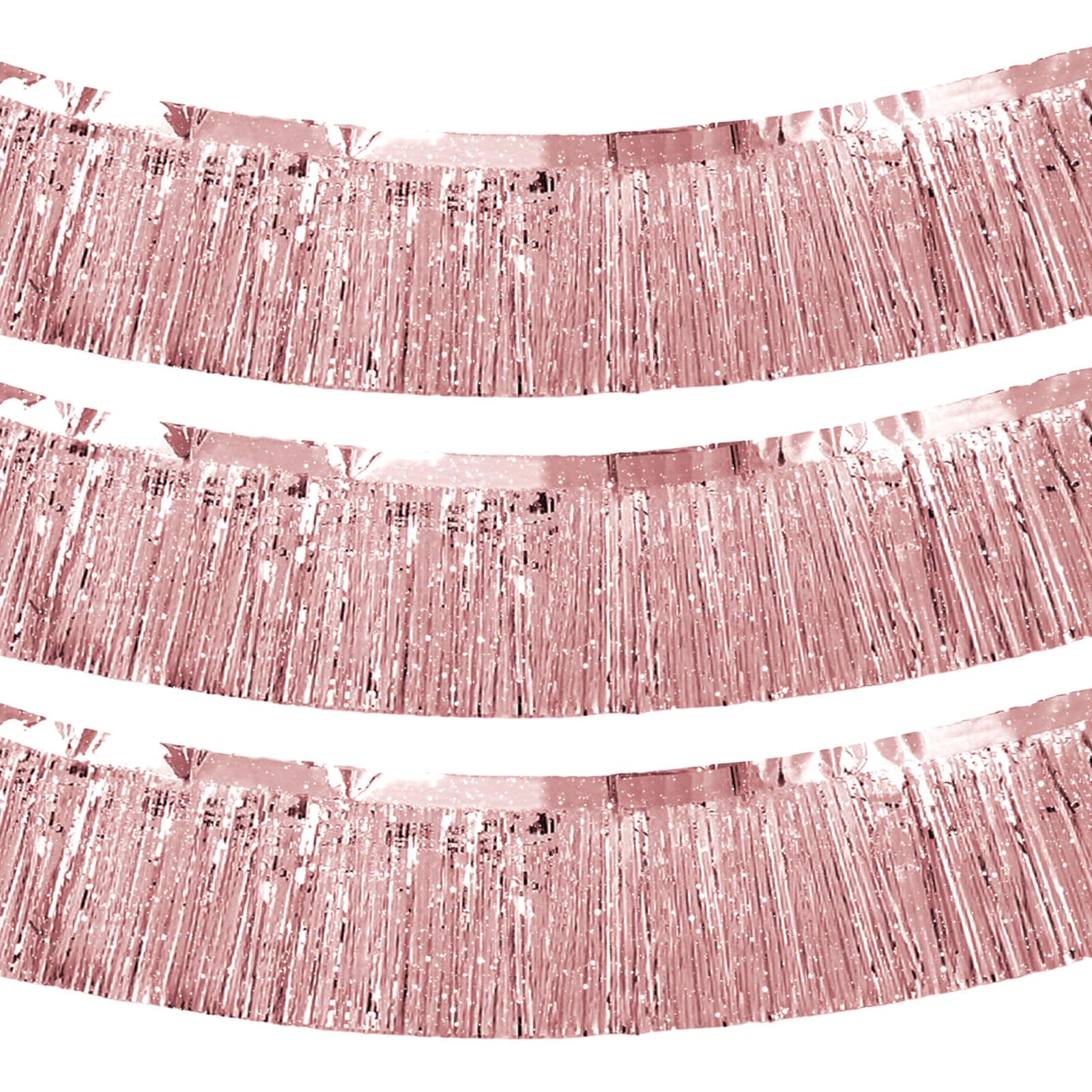 3 Packs Tinsel Fringe Garland Metallic Foil Fringe Garland Fringe Banners for Birthday Graduation Wedding Party Decoration (Rose Gold)