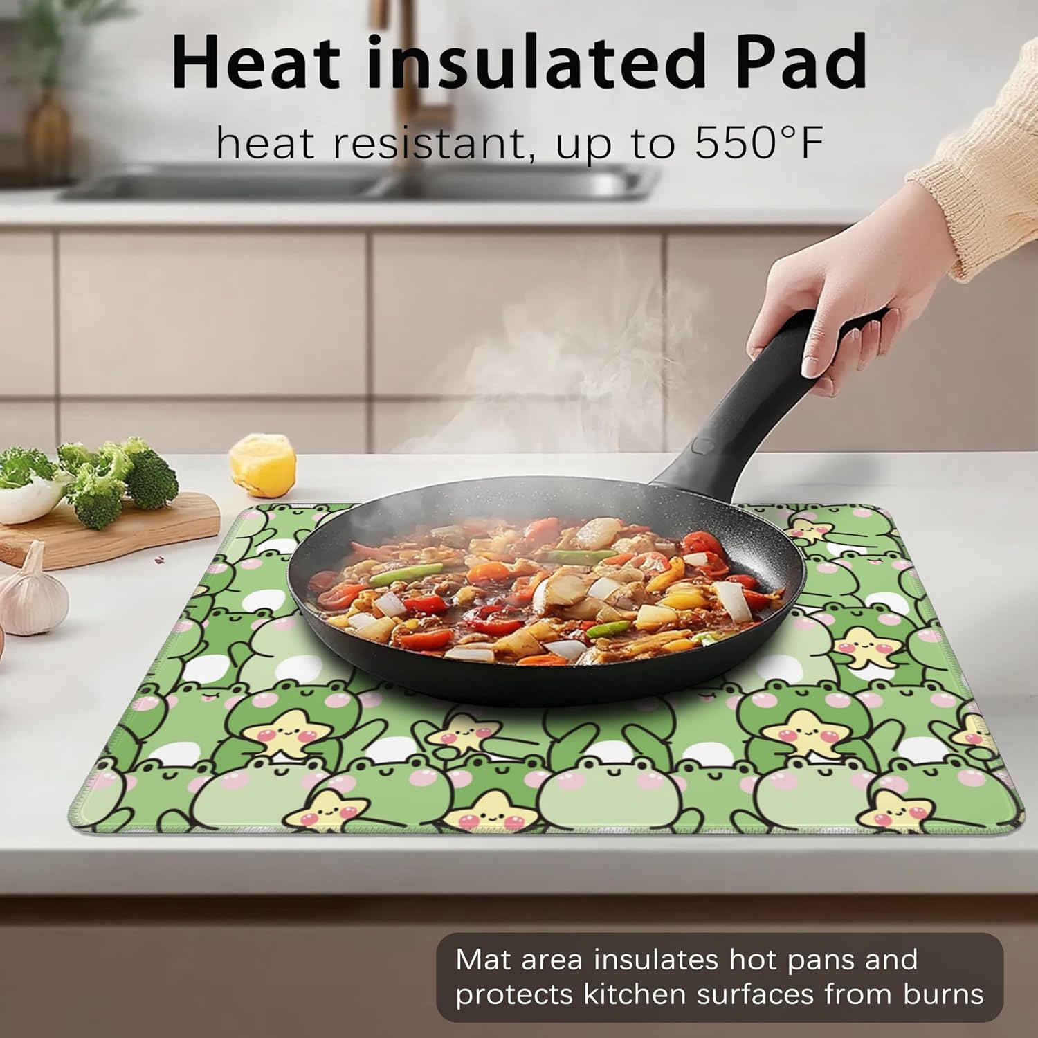 Cute Cartoon Frog Stove Top Cover for Electric Stove Star Extra Thick Natural Rubber Glass Top Protector,Prevents Scratching,Expands Usable Space 28x20