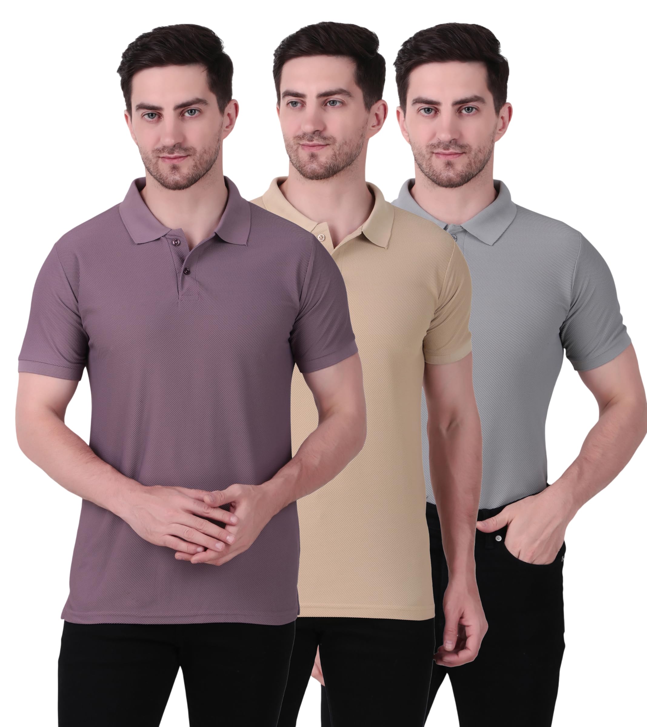 ctmkids CTM Men's Polo Half Sleeves Polyster Solid T-Shirt | Collar T-Shirt (Pack of 3)-picture-15