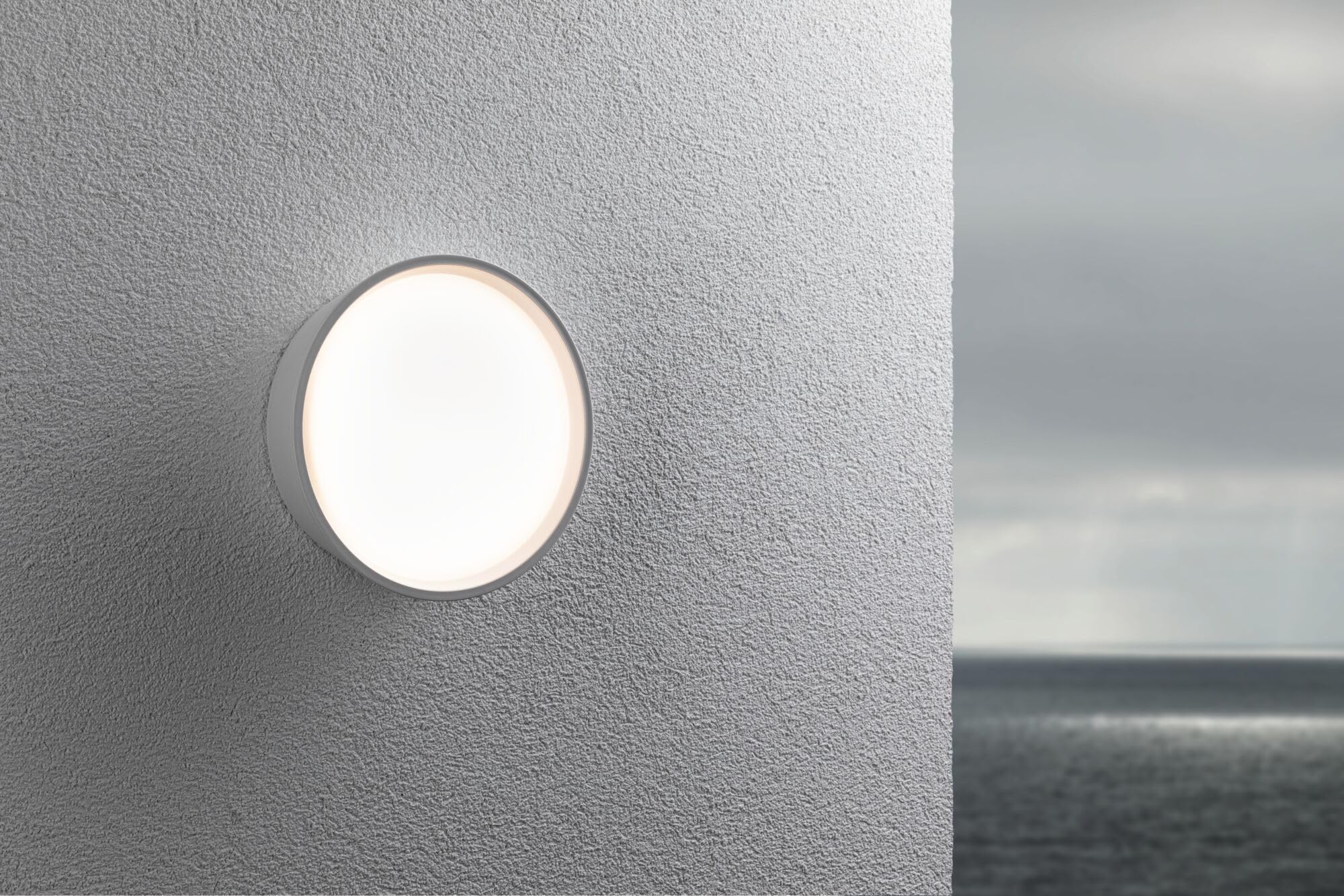Paulmann 94697 luminaire d'extérieur LED Applique Platomo Résistant à l'eau de mer IP44 rond 180 mm 3000K 14,5W 1200lm 230V Blanc plastique