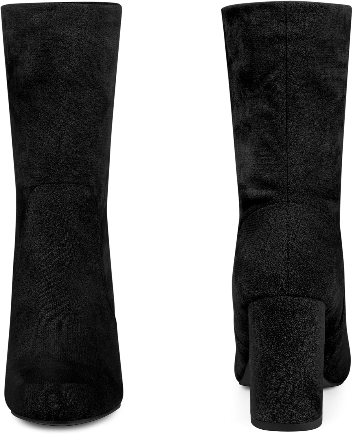 Perphy Stretch Foldable Sock Boot Round Toe Block Heel Ankle Boots for Women