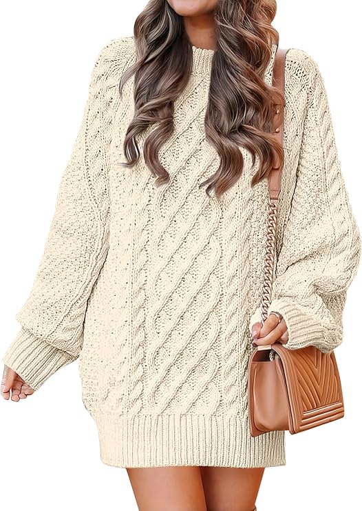 Chunky Cable Knit Sweater Dress