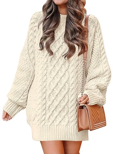 ANRABESS Womens Sweater Dress Oversized Cable Knit Chunky Long Sleeve