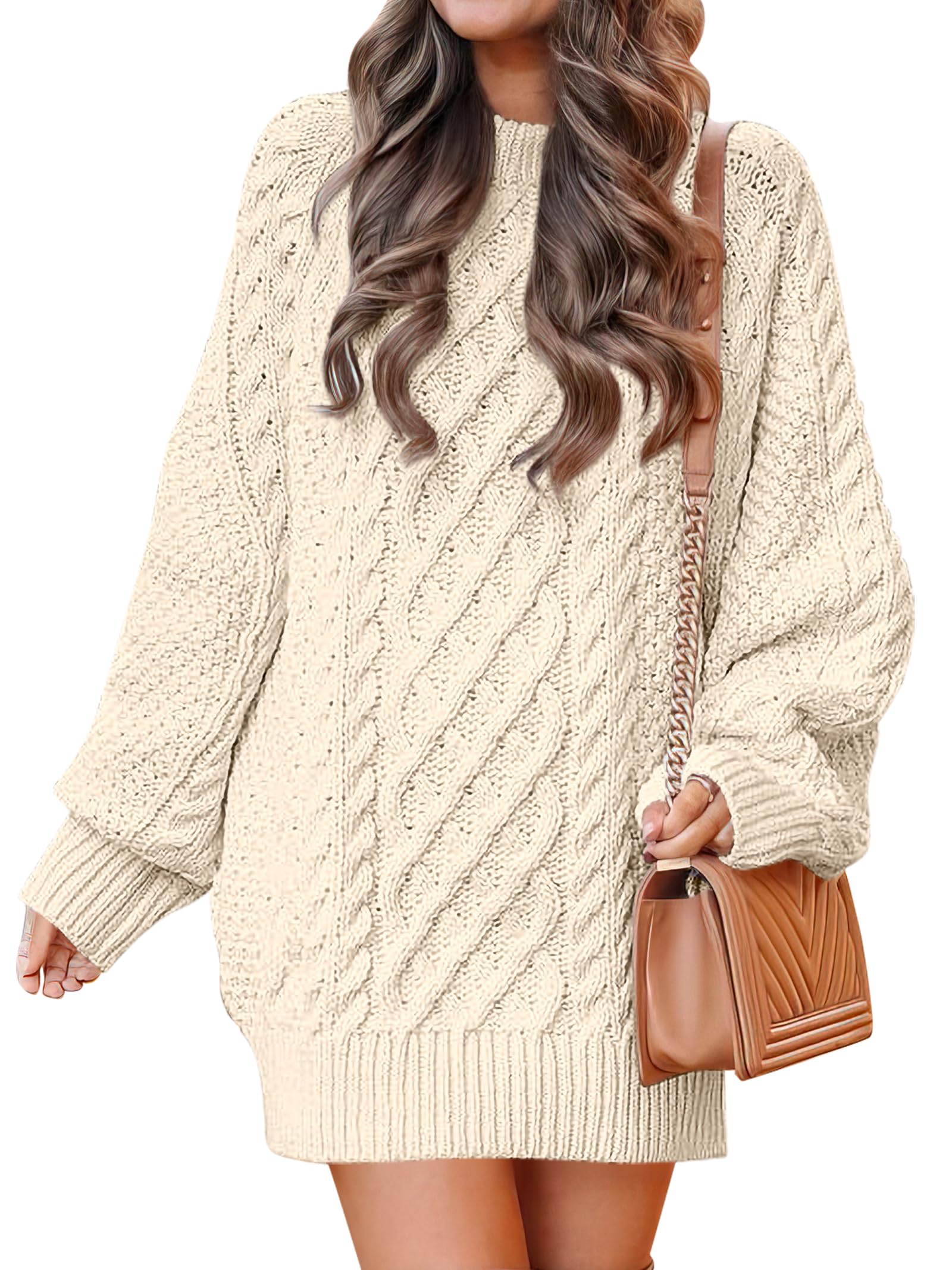Womens Sweater Dress Oversized Cable Knit Chunky Long Sleeve Short Dresses 2025 Fall Outfits Vacation Winter Clothes
