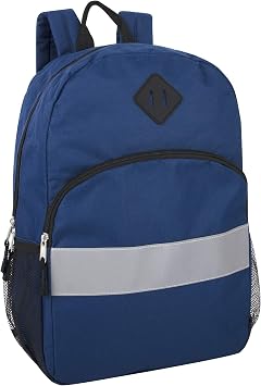 Trail maker Kids Reflective Backpack for School, Colourful Backpack with Reflector Strips, Side Pocket, Padded Straps Blue