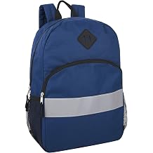 Trail maker Kids Reflective Backpack for School, Colourful Backpack with Reflector Strips, Side Pocket, Padded Straps Blue