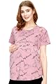 ZEYO Women's Cotton Mauve Maternity Top Cup & Saucer Printed Feeding T-Shirt 5813