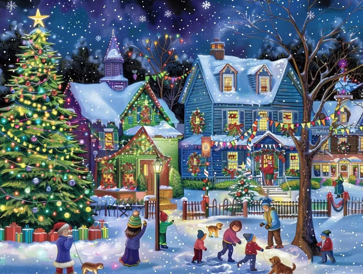 5D Diamond Painting, Christmas Garden Diamond Painting Kit Full Round Gemstone Art, Fun Gifts, Room Decor Christmas Decorations 20x24inch
