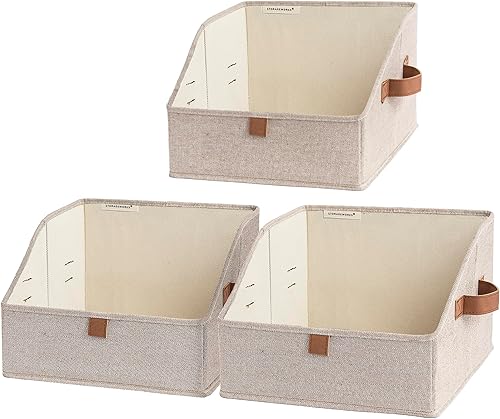 Miniatura 13 de StorageWorks - Cestas de almacenamiento para armario, caja organizadora trapezoidal para estantes, contenedor de ropa de tela, cestas plegables de