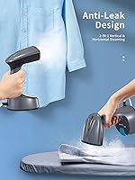 Vista 4 de Vaporizador para ropa, vaporizador de ropa plegable de 1200 W, vaporizador de mano para ropa, calentamiento rápido, apagado automático, plancha