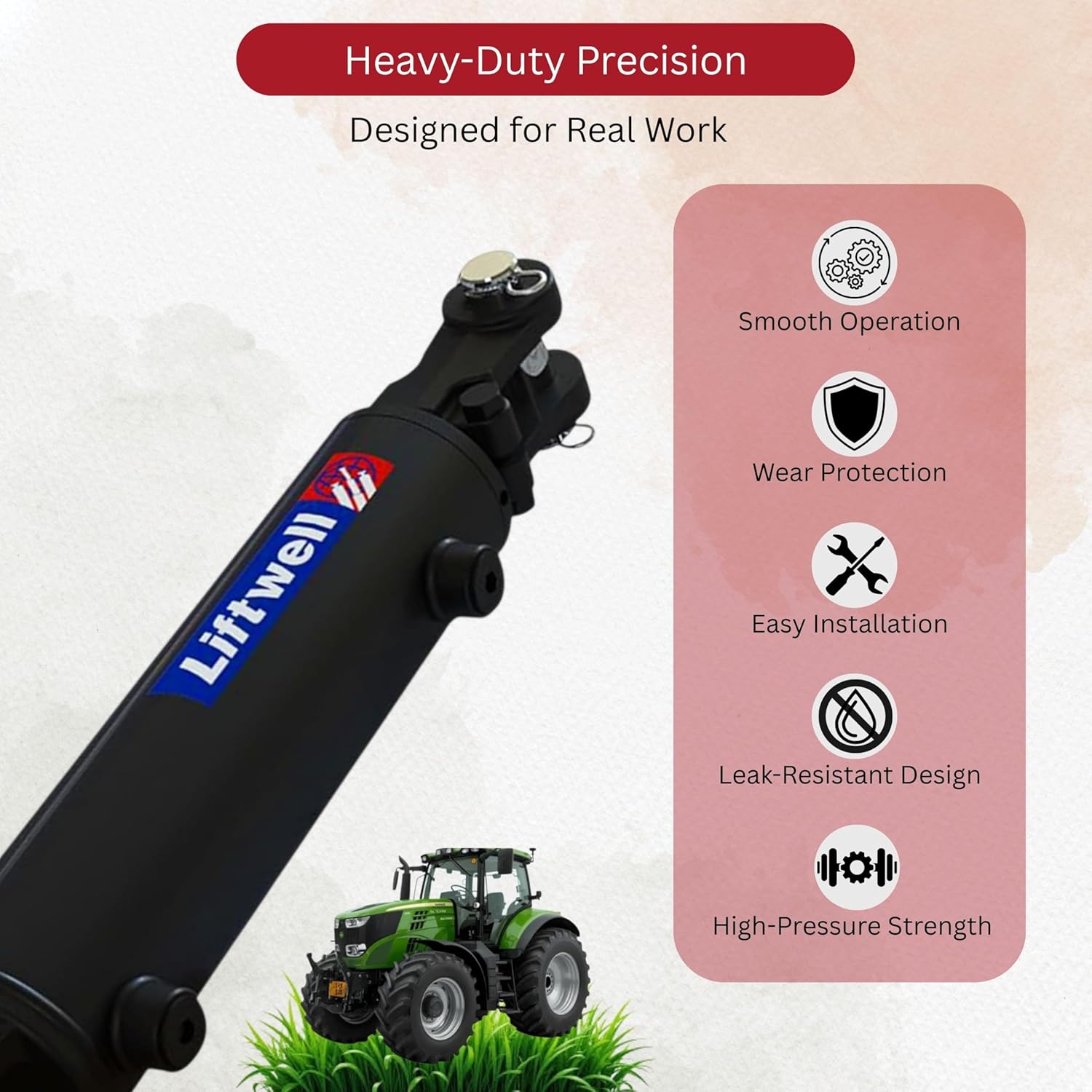 Liftwell Hydraulic Cylinder 1.5x6 – Double Acting Clevis End Hydraulic Cylinder 1.5″ Bore x 6″ Stroke with SAE #6 Ports – 3000 PSI Welded Hydraulic Cylinder for Agriculture Equipment Replacement