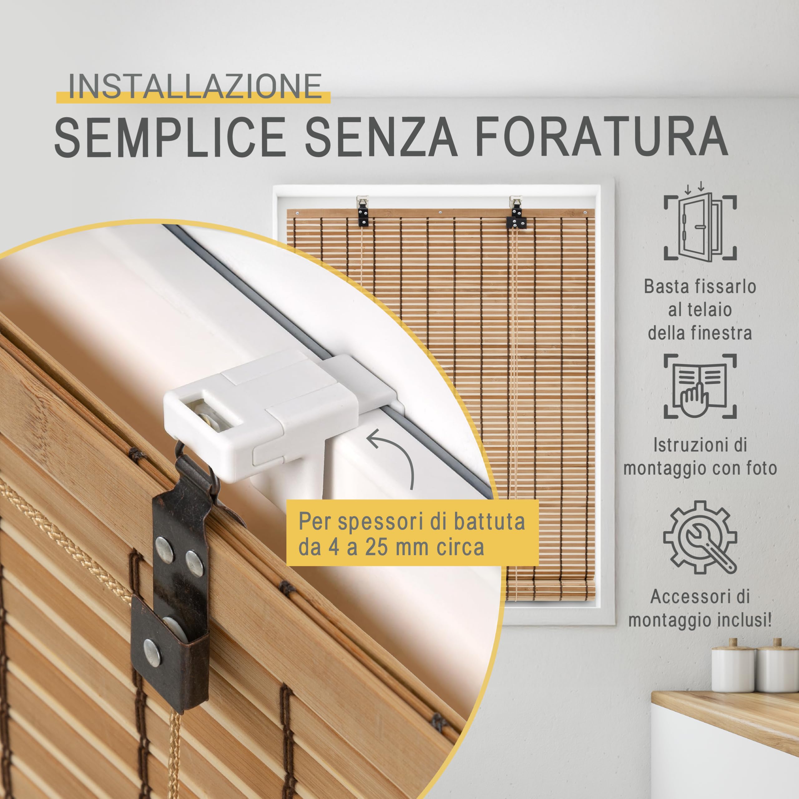 Sol Royal Tenda a Rullo in Bambù senza Fori per Finestra Interna Oscurante | 120x160cm Teak Legno Naturale Avvolgibile Protezione Solare e Privacy forare veneziana tapparella BR7