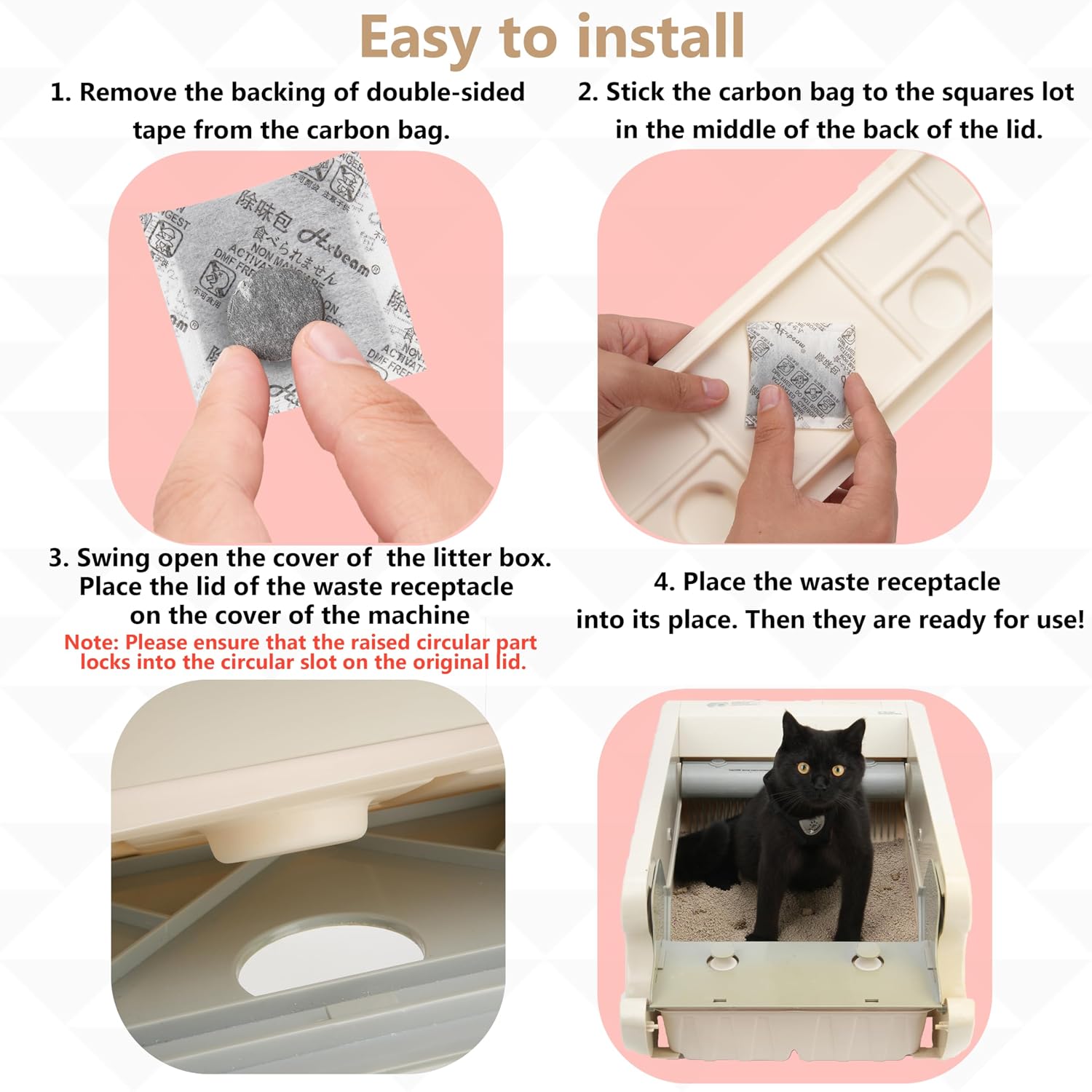 Luvcosy 30PCs Disposable Waste Receptacles with Charcoal Bags Compatible with Littermaid 1St/2nd Edition Automatic Cat Litter Box, Disposable Cat Litter Box Odorless & Disposal (Machine NOT Included)