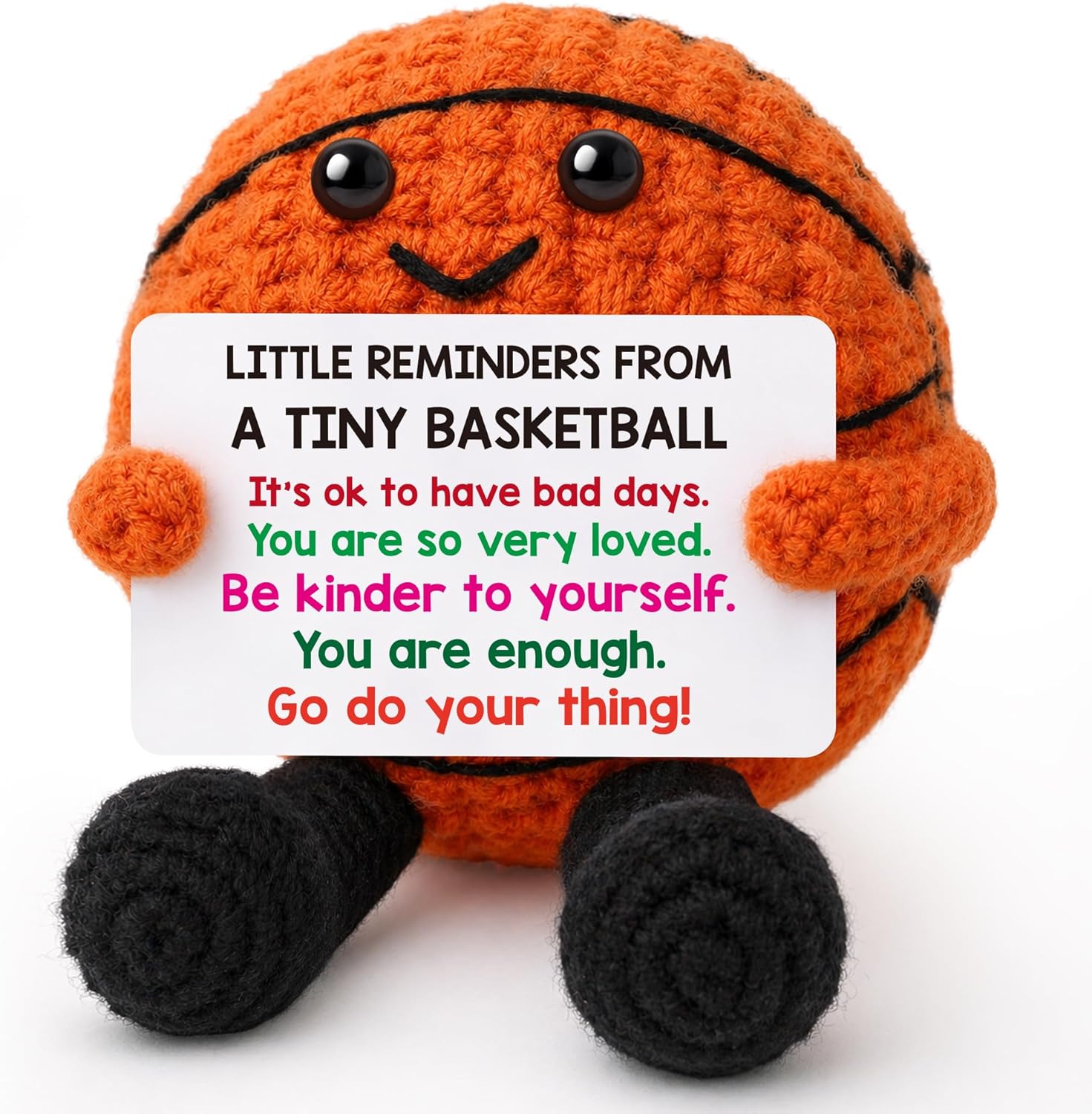 Positive Crochet Basketball Birthday Gift for Men Women Teen Boy Girl Back to School Gifts for Student Teacher Christmas Cheer Up Support Stress Relief Gift for Dad Brother Friend Coworker Teammate