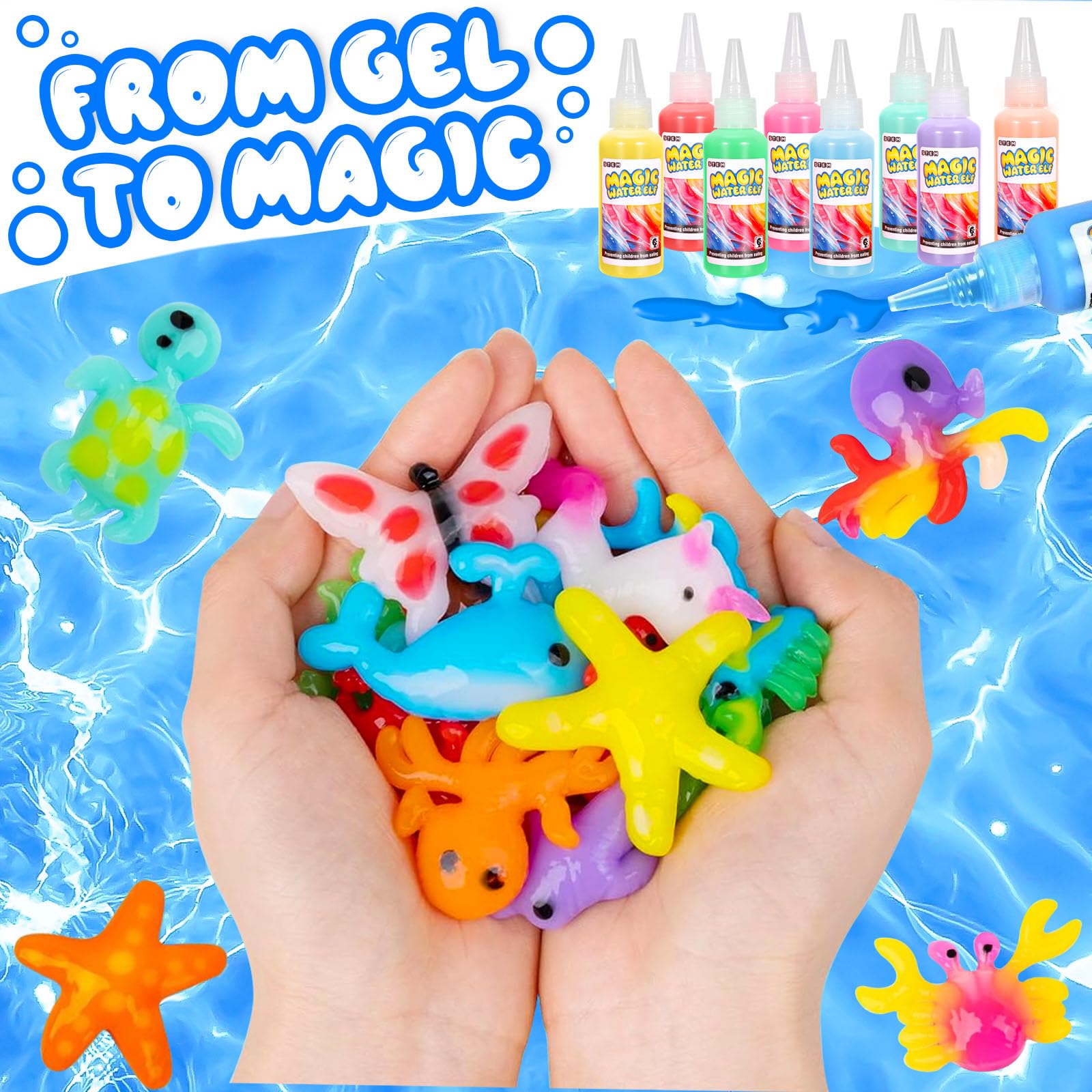 Aqua Gelz Creative Set, Juguete de Gel de Agua Mágico 3D DIY, Juego Magic Gel Kit con 12 Colores y 12 Moldes, Regalo de Juguete Creativo para Niños de 3 Años en Adelante, Niños y Niñas
