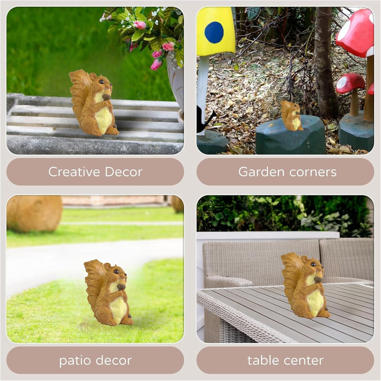 Brown Squirrel Statue with Acorn – Hand-Painted Polyresin Garden Figurine for Lawn, Patio & Planters – Rustic Outdoor Animal Décor - Image 3