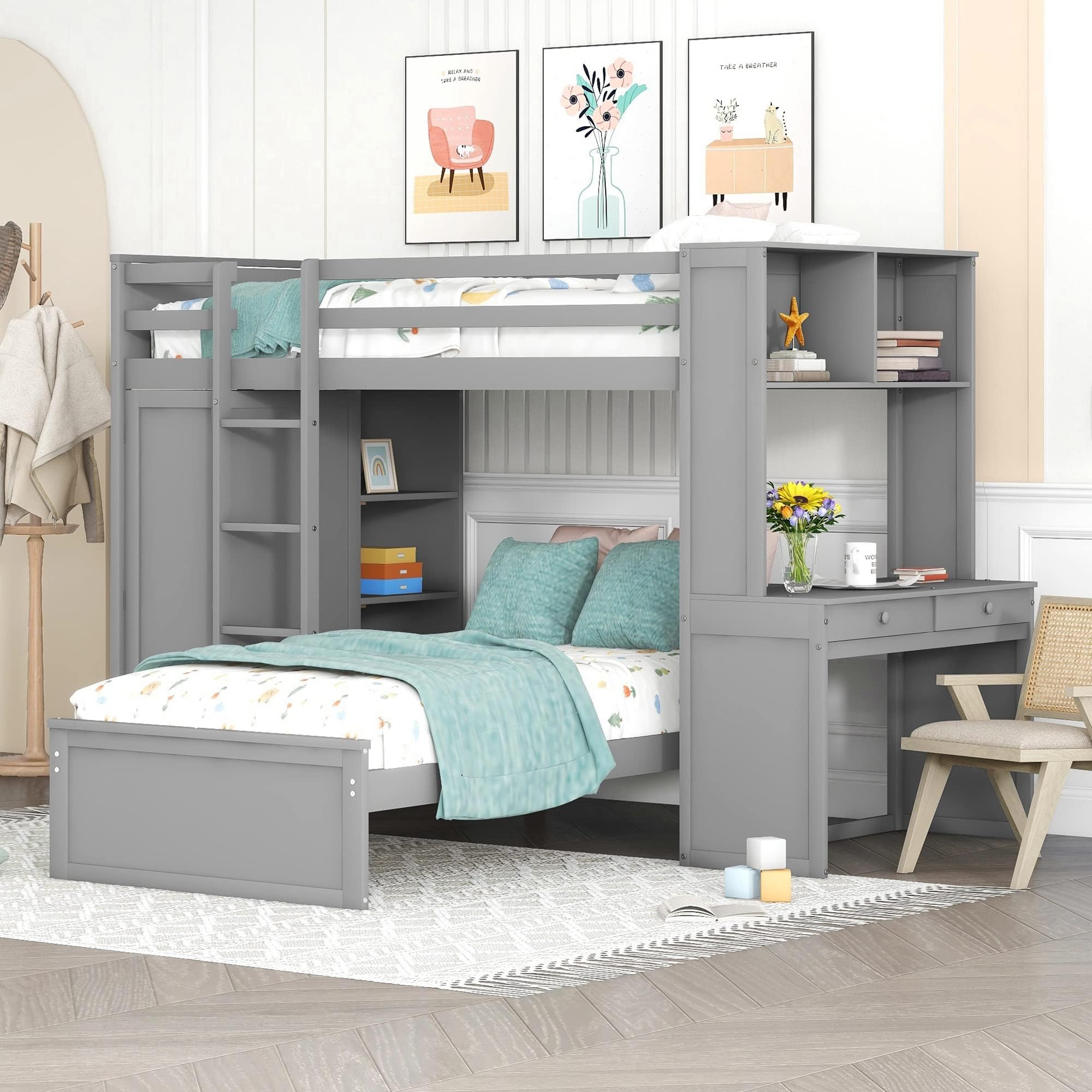 Amazon.com: Harper & Bright Designs Twin Over Twin Bunk Bed with Stairs