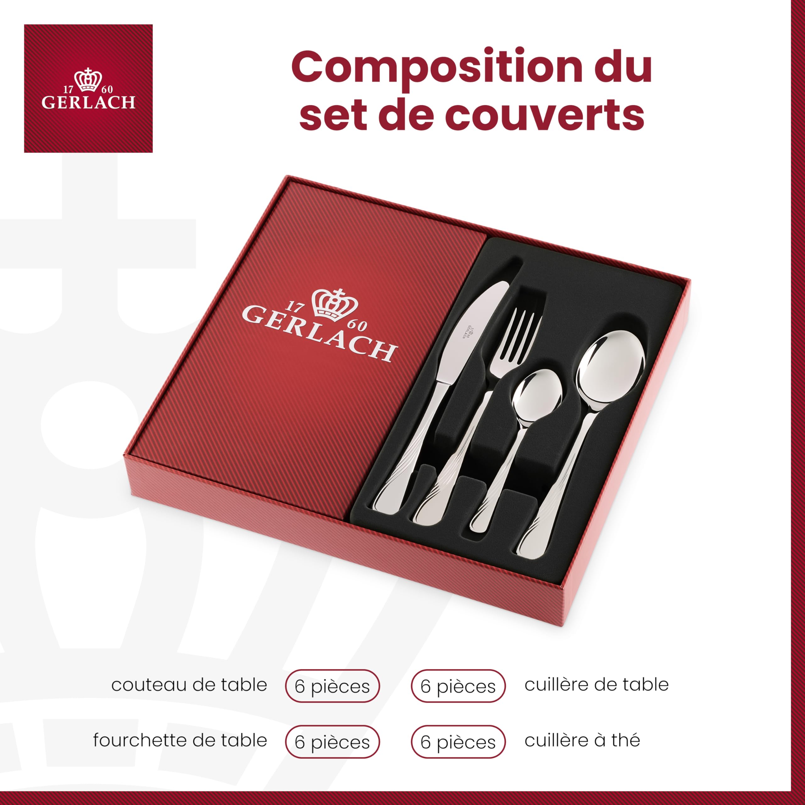 Gerlach - 5901035044319 | Un ensemble de couverts dans une boîte de 24 pcs - Celestia | 18/10 Steel
