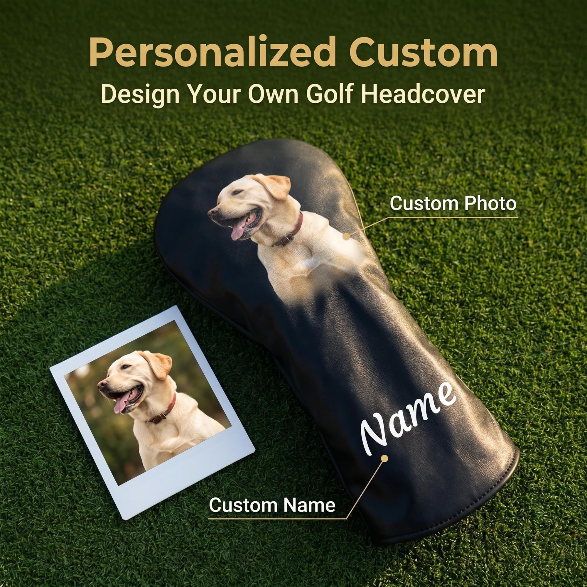 Fundas Personalizadas para Cabezas de Palos de Golf con Foto/Nombre, Fundas para Palos de Golf Personalizadas para Driver/Madera/Híbrido, Regalos de Golf para Golfistas, Cumpleaños, Día del Padre