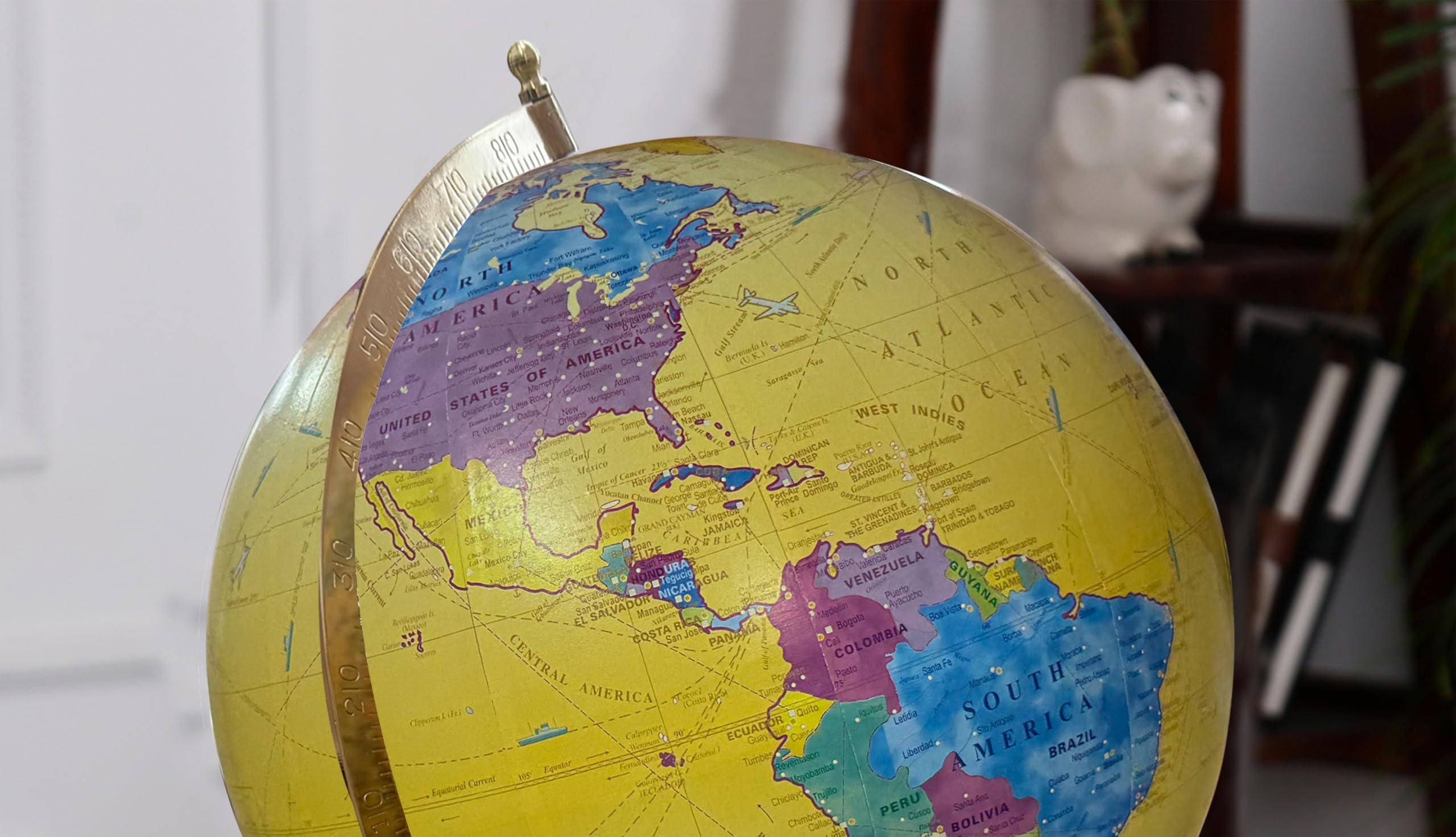Cosmic globe Exports Rotating World Globe 12 Inch with Metal Arc and Wooden Stand for Show pieces for Home Décor, Office Decor and Decorations items, Birthday, Party Gifts and Anniversary. 3