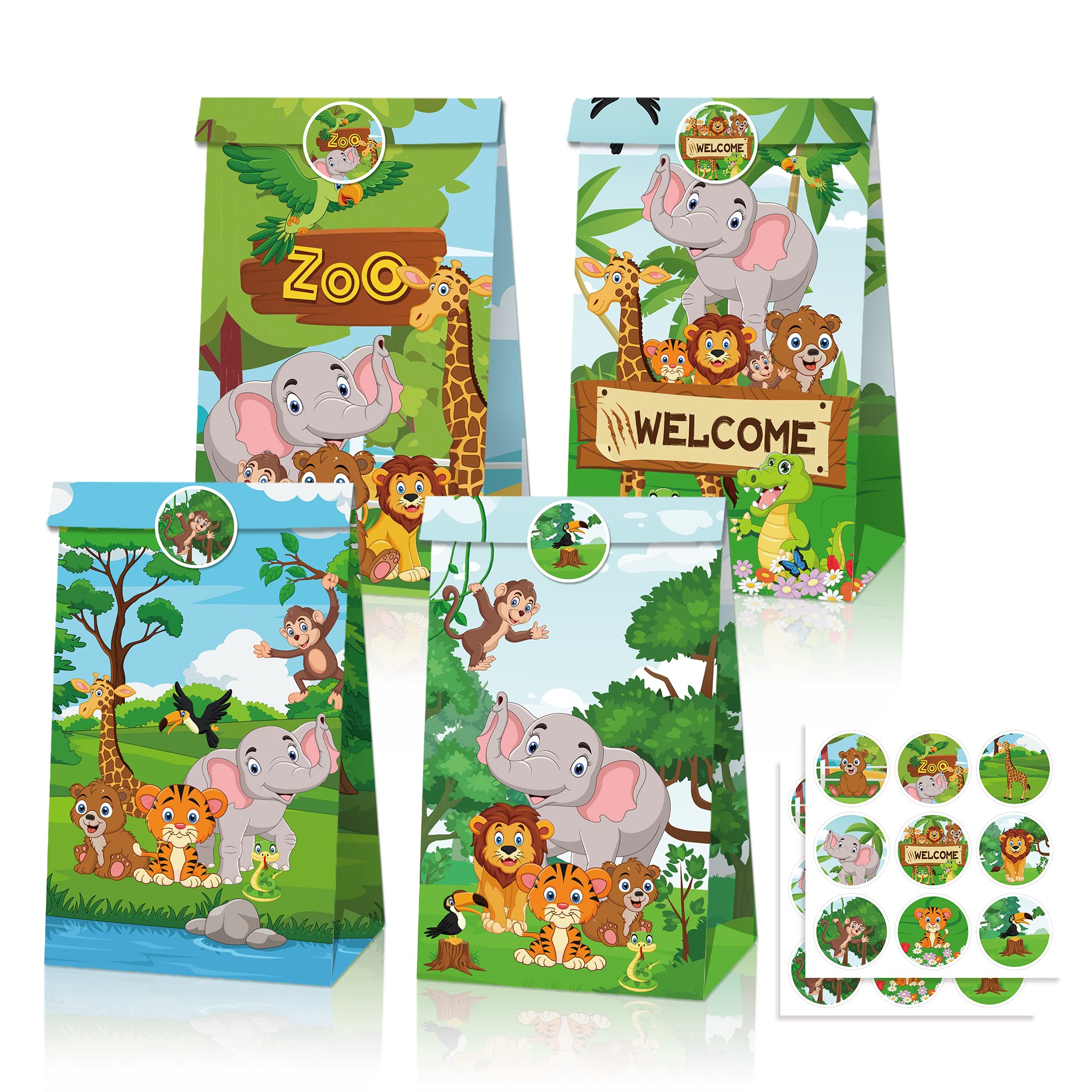 Buy MATHARAGO 12PCS Animals Zoo Treat Bags Birthday Party Favor Bags