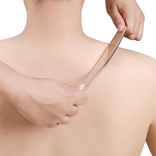 Miniatura 8 de Herramienta raspadora muscular de acero inoxidable 6 en 1 Gua Sha Herramientas faciales Cuerpo Gua Sha Herramientas de Jade Piedra Rascador