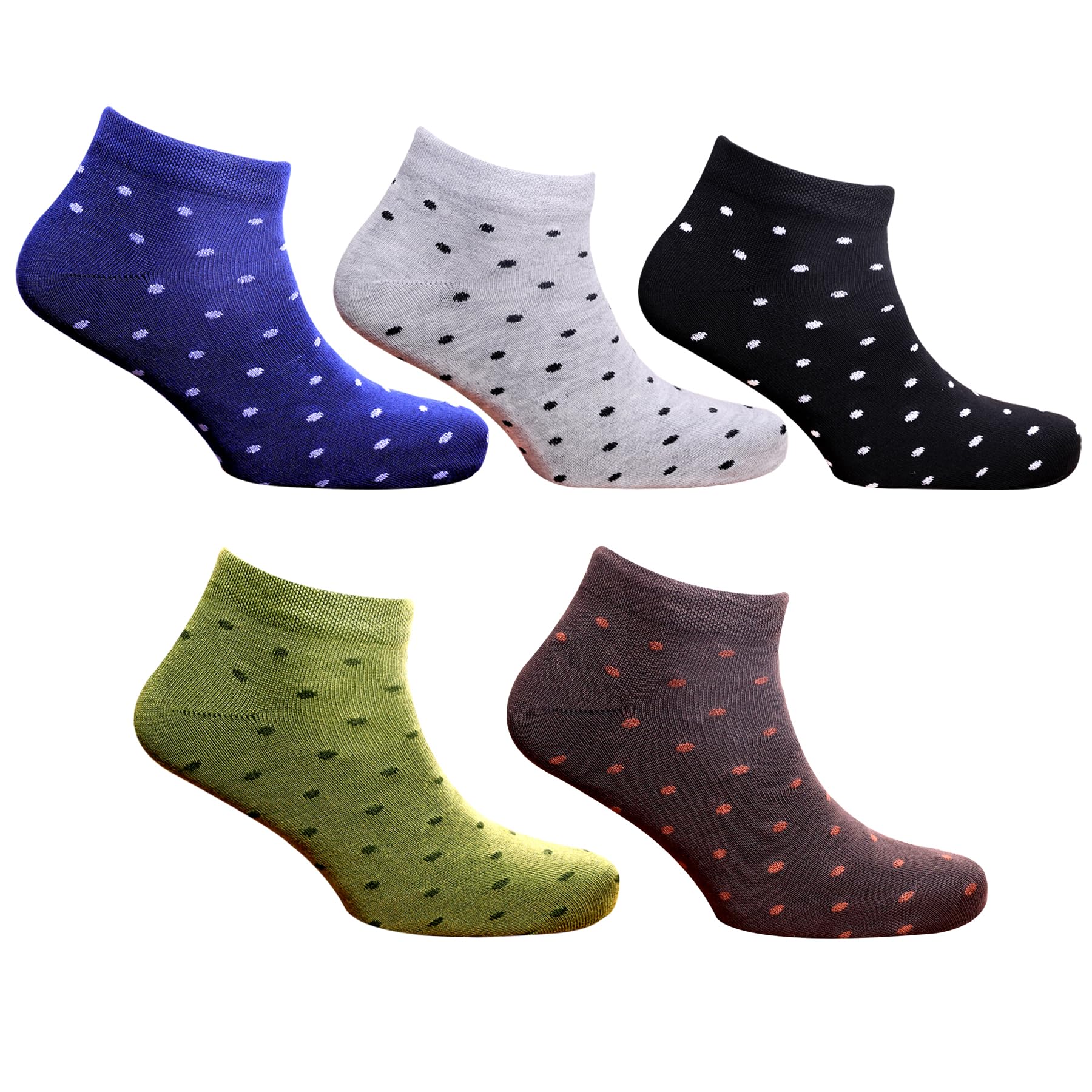 vdangi Sports Socks for Men and Women Ankle-Length Multicolor Dot - Printed Versatile, Comfortable, Athletic Socks for Sports, Casual, and Formal Wear Free Size - Pack of 5 Pairs-picture-39