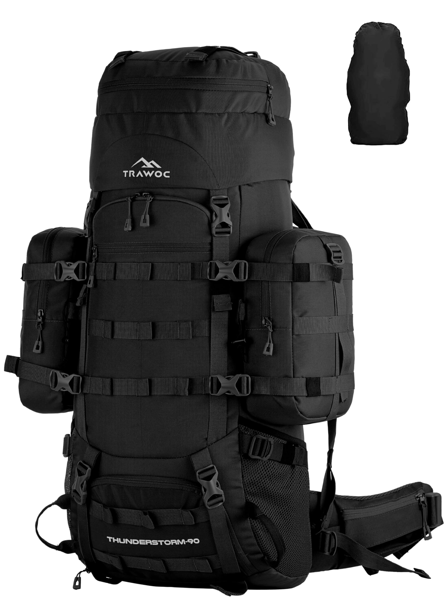 TRAWOC THUNDERSTORM 90L Internal Frame Rucksack for Men & Women Travel Backpack with Detachable Daypack/Camping Hiking Trekking Bag BHK008Max-image-13