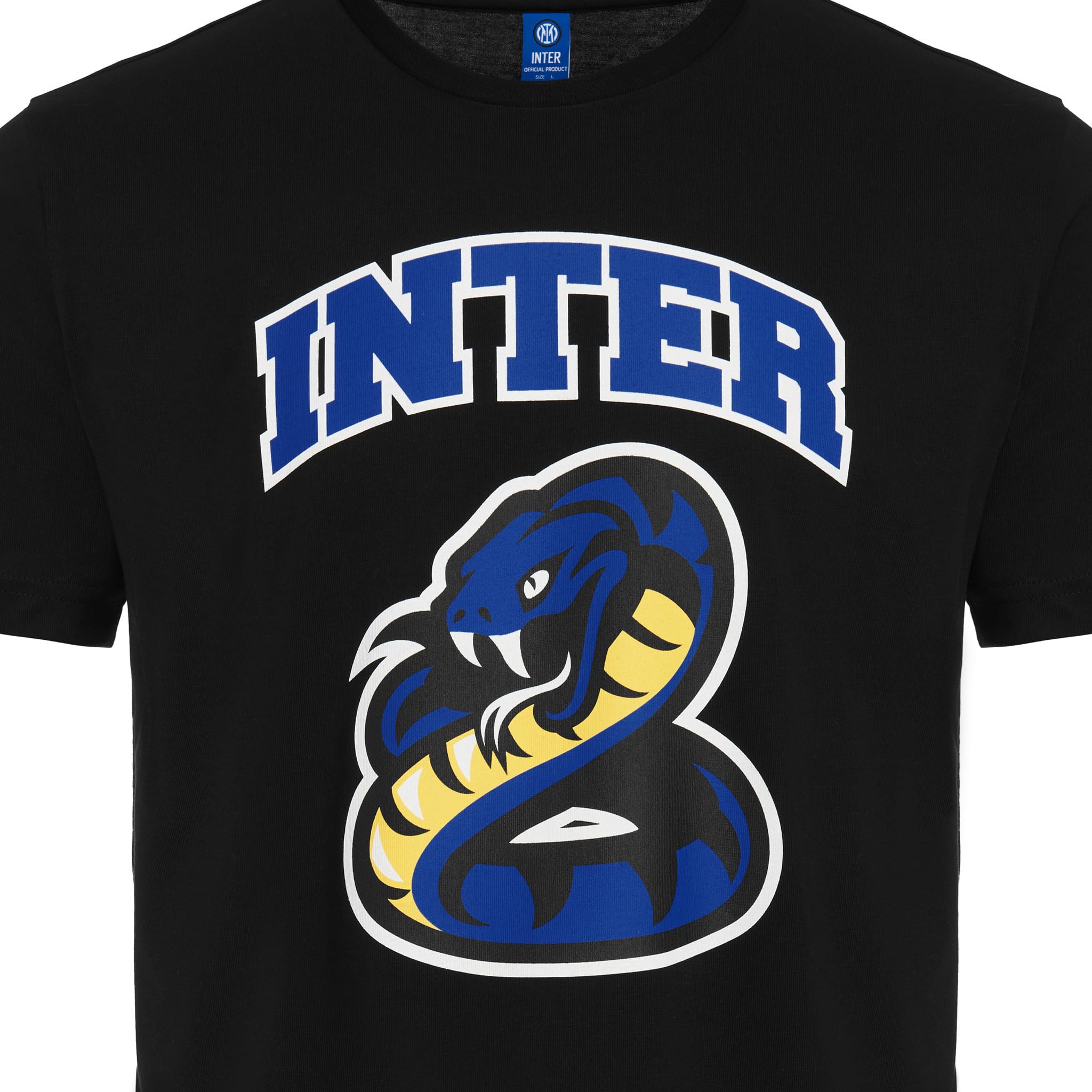 Inter T-Shirt, Adulto-Unisex, Prodotto Ufficiale, Design con Biscione Collezione Esclusiva Back to Stadium, 100% Cotone, Adatta a Tutti i Tifosi Nerazzurri