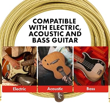 Fender Deluxe Series Instrument Cable Tweed Angle - 3 meters Instrument Cable