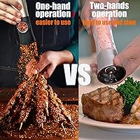 Vista 5 de Gravity - Juego de molinillo eléctrico de sal y pimienta con pilas, juego automático de molinillo de sal y pimienta con cubierta a prueba de polvo