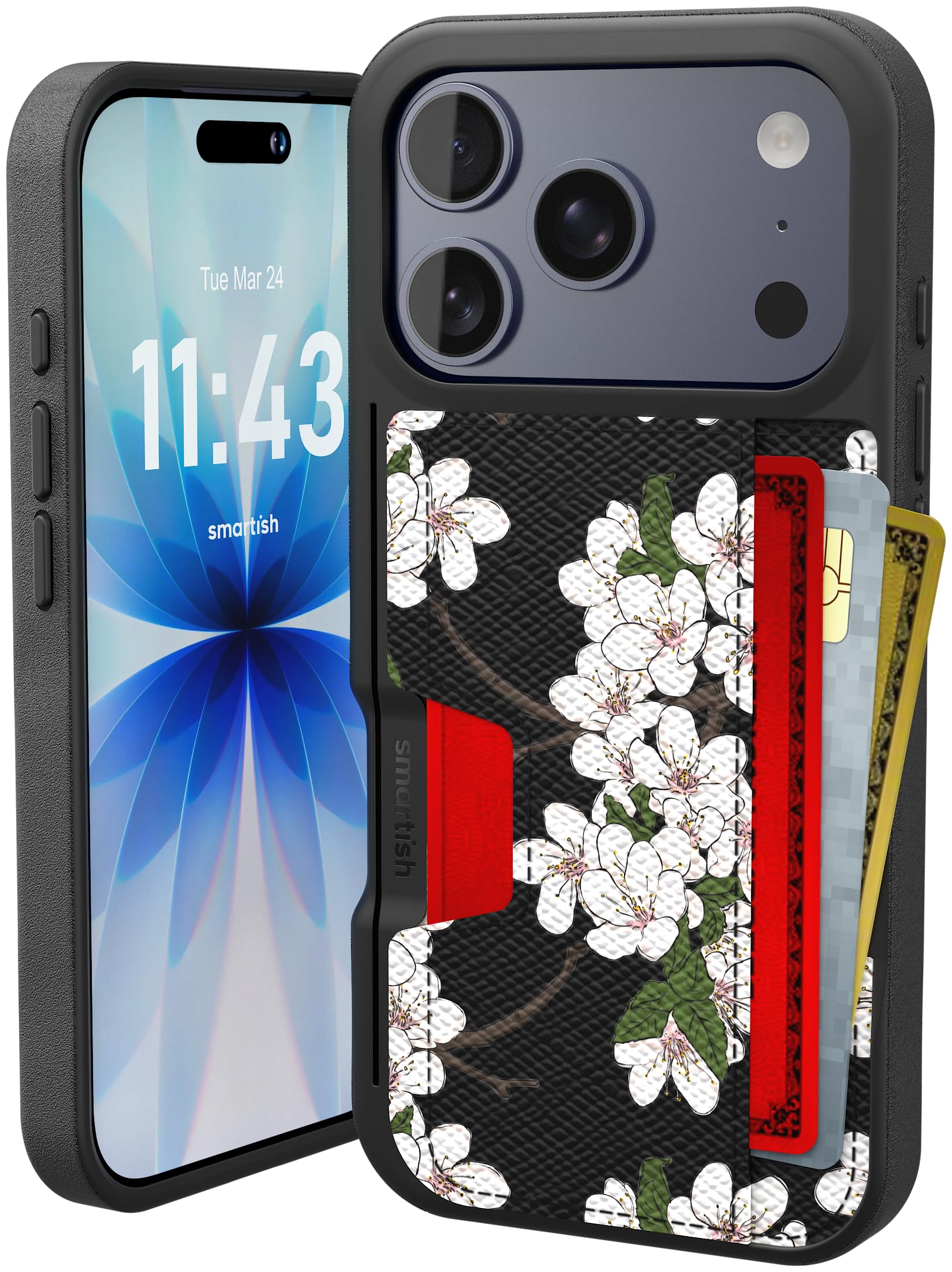 Smartish® Custodia a portafoglio per iPhone 17 Pro - Portafoglio Slayer Vol. 2 [Sottile + protettivo] Porta carte di credito con supporto - Custodia con slot per carte nascosto a prova di caduta per