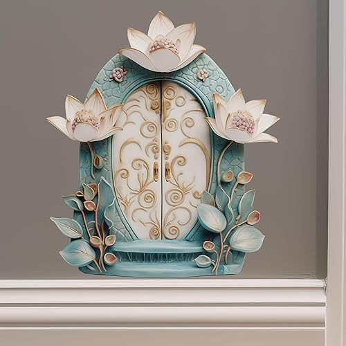 Hermosa decoración de casa de jardín de loto - Adhesivo de pared para puerta de hadas