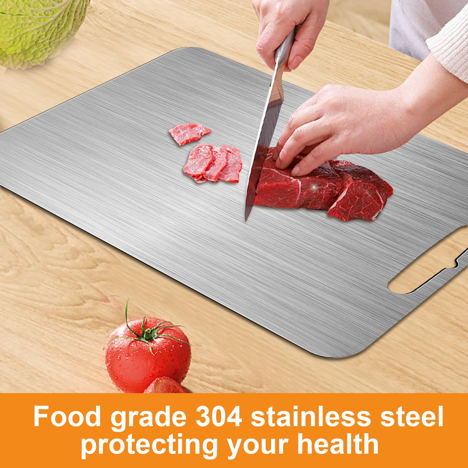 Tagliere 2 In 1: Lato Acciaio Inox Per Carne E Lato Plastica Per Verdura - Antiscivolo Con Grattugia E Affilacoltelli