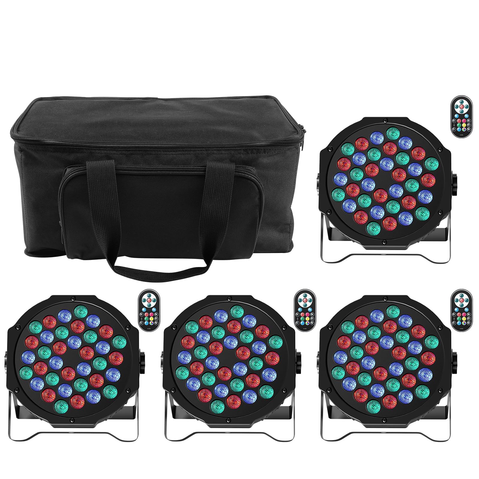 UKing 4PCS Foco LED Luces de Escenario con Par LED Bolsa, 72W DMX RGB Disco Efectos de Iluminación Strobo 7 Modos con Control Rmoto Inalambrico para Bodas Luces de Fiesta de Navidad