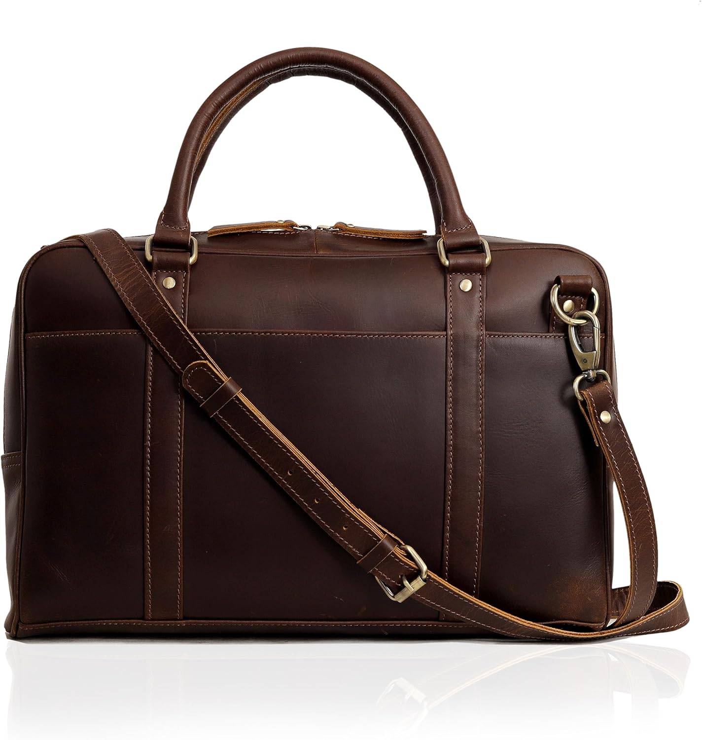 Leather Farm Messenger Bag for Men & Women 15.6 Inch – Premium Vintage Handmade Laptop Briefcase Satchel, Mens Leather Shoulder Crossbody Bag, Genuine Leather Computer Bag with Adjustable Strap Brown