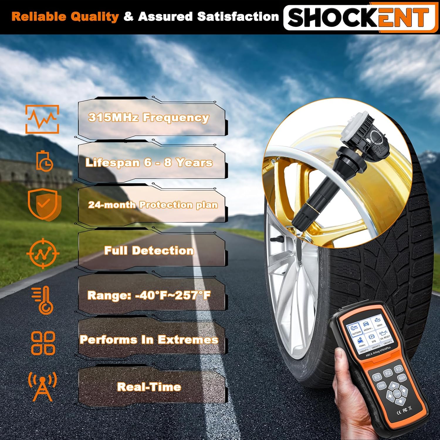 F2GZ1A189A Upgraded 315MHZ TPMS Sensor Fits for:-Ford F150 2016-2017, Edge 2016-2021, Explorer 2015-2017, Mustang 2015-2017, Ranger 2019-2021#Replace: F2GZ-1A189-A -4PCS