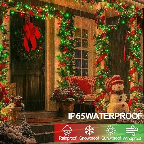 Miniatura 2 de Paquete de 4 luces solares de Navidad de 180 pies para exteriores, impermeables, súper brillantes, 320 luces LED solares con 8 modos de iluminación,