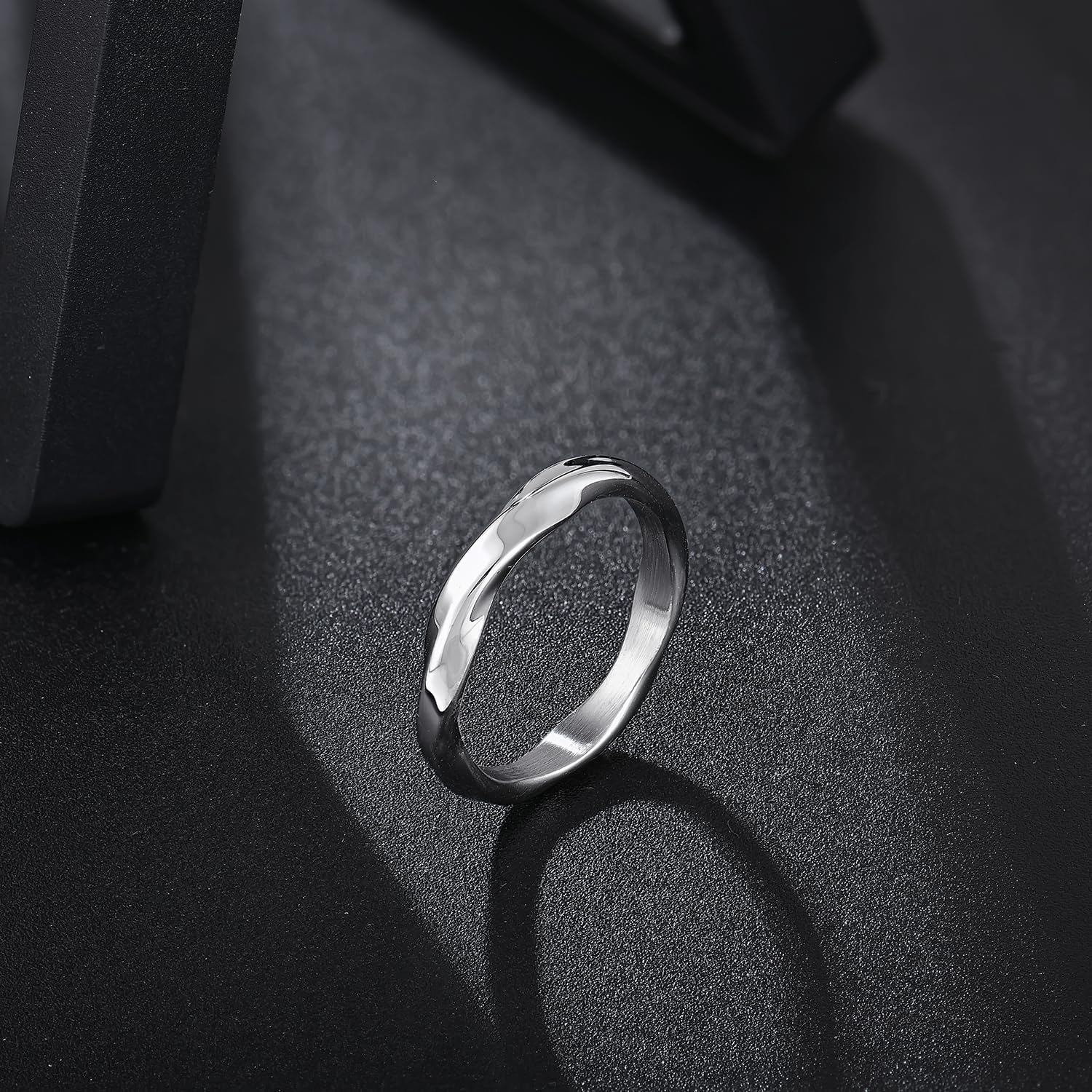 Titanium Mobius Twisted Ring for Men Women, Silver/Gold Plated Stackable Simple Promise Engagement Rings 3mm Wedding Bands for Couples Size 6-9 - Image 2