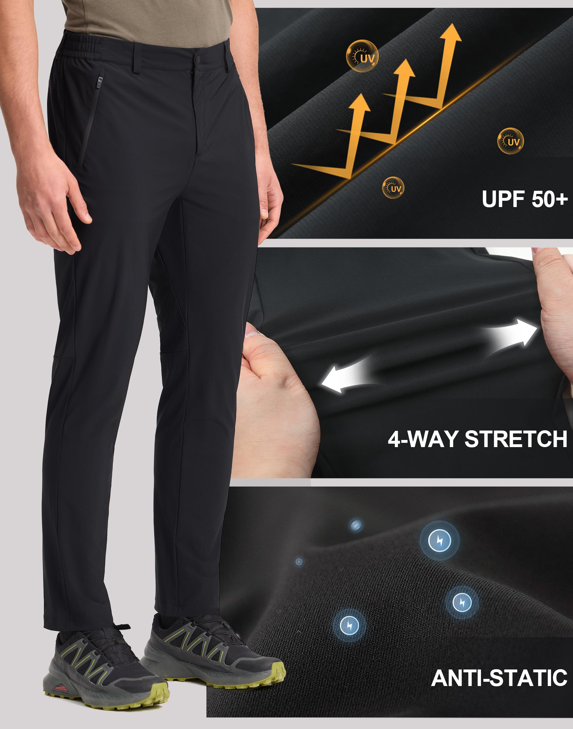 Pioneer Camp Jogginghose Herren Outdoorhose mit 4-Wege-Stretch Atmungsaktiv & Kühlend Sporthose UPF50+ mit 2 Reißverschluss Taschen