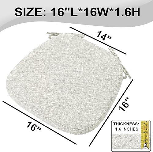 Miniatura 4 de SINOSSO Paquete de 4 cojines de espuma viscoelástica para sillas de comedor, tela tejida amigable de 16 pulgadas en forma de U, cómodas almohadillas